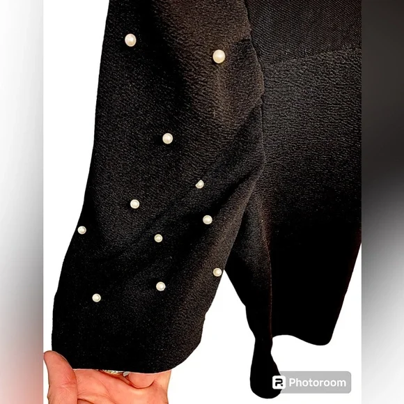 SHEIN sexy lil top, mesh & pearl accents on black, mock turtleneck, M. NWOT - Picture 7 of 8